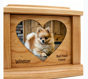 Wooden <strong>Pet</strong> Cremation Urn with Heart Photo Frame Custom Engraved Name Personalized Dog Cat Ashes Funeral <strong>Memorial</strong> Keepsake <strong>Box</strong> - Product Image 2
