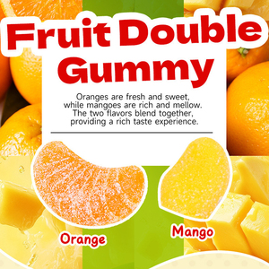 Bonbons gélifiés double saveur orange et mangue, assortiment de bonbons à mâcher, boîte de 338g, friandises pour enfants, vente en gros - Product Image 3