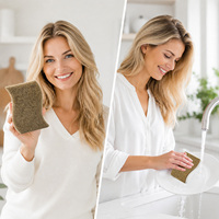 BONTAVE 12-PAK S-vormige milieuvriendelijke krasvrije kokosnootsponsjes van cellulose, natuurlijke keukensponzen