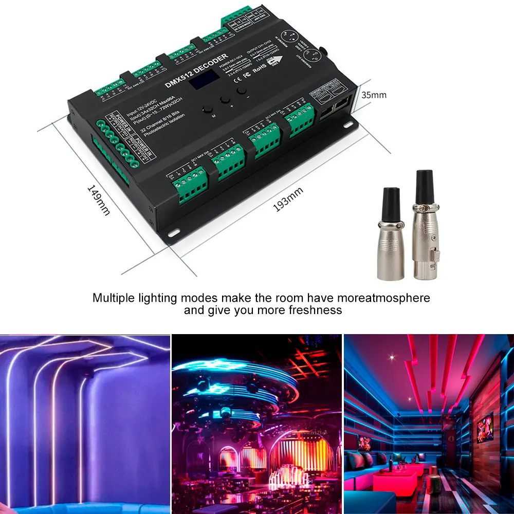 Fabrieks Direct Dmx512 Constante Spanning Decoder 32ch Meerdere Kanalen Applicatie Overdracht 1990 Signaal Naar Pwm Signaal 3a