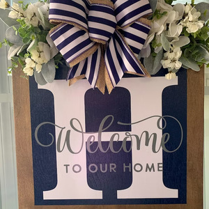 Décoration créative de style ferme pour la fête des Mères : Pendentif <span class=keywords><strong>en</strong></span> <span class=keywords><strong>bois</strong></span> avec nœud et 26 lettres de prénom pour <span class=keywords><strong>porte</strong></span> d'entrée - Product Image 4