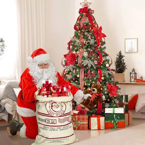 Sac de Noël en toile avec cordon de serrage, motif imprimé, idéal pour les décorations de Noël, vente en gros - Product Image 2