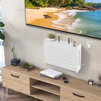Étagère de routeur en bois montage mural WiFi routeur boîte de rangement Modem gestion des câbles multiprise Hider Rack bois massif blanc