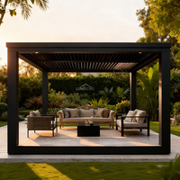 Pergola motorisée rétractable de qualité supérieure 4x4m en aluminium thermolaqué, imperméable, résistante à la neige, écologique et anti-pourriture