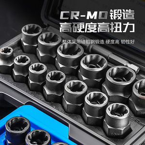 Nut & Bolt Extractor <b>Socket</b> Set 14Pcs Reverse Thread Industrial Grade Metric Chromium Vanadium Steel For Damaged Rusty Nuts - Product Image 2