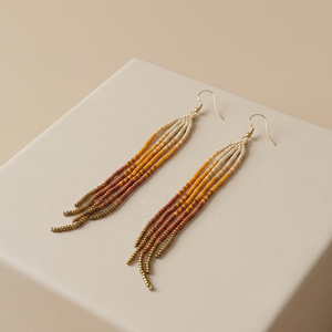 Shan India Bohemian Style Gold Plated Glass Beads Long Tassel <b>Earrings</b> for Women's Parties Engagements or As a Gift - Product Image 2