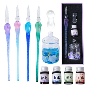 Set di penne calligrafica inglese per gli studenti gradiente vetro arte calligrafia pratica con confezione regalo per la scrittura - Product Image 1
