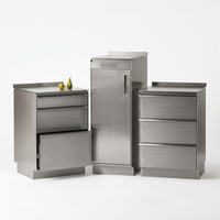 Armoire de rangement en acier inoxydable à 3 tiroirs pour clinique médicale, finition brossée, hygiénique