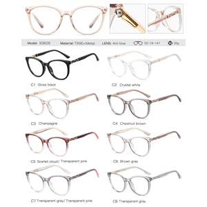 Monture de lunettes optiques Partagas <span class=keywords><strong>en</strong></span> TR90, ronde, avec charnière à ressort, anti-lumière bleue, pour femmes - Product Image 6