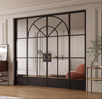 George USA Aluminium Französisches Design Mutter-Sohn Doppelflügelige Eingangstür mit Glasfüllung, moderne Villa, anpassbare Größe und Farbe