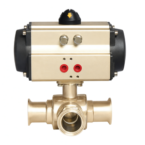 Vente de liquidation B2B COVNA, vanne à bille pneumatique de qualité alimentaire en acier inoxydable 304 à trois voies de 1 pouce, à bride sanitaire - Product Image 2