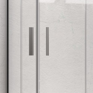 Mampara de Ducha Doble Deslizante Kamalu KE-1000A 130x140 con Marco Plateado Mate, Rectangular, Impermeable para Baño - Product Image 6