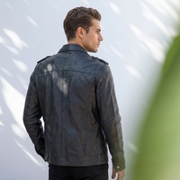 Veste de motard en cuir véritable noir pour homme, fabriquée par une usine de vêtements, veste de motard populaire