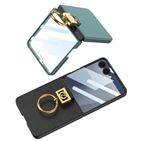 Étui de téléphone GKK ultra-fin en PU pour Z Flip 7/6/5 avec support anneau réglable, protection d'écran PC, protection 360°, étanche, antichoc, tendance