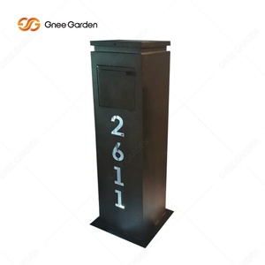 Buzón de Metal para Exteriores, Resistente a la Intemperie, con Pedestal y Número de Casa Retroiluminado con LED para Jardín - Product Image 3