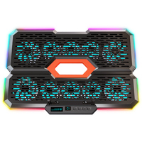 Refroidisseur d'ordinateur portable portable ultra-plat avec écran LED RGB, 10 ventilateurs silencieux, pour ordinateur portable de jeu 17 pouces
