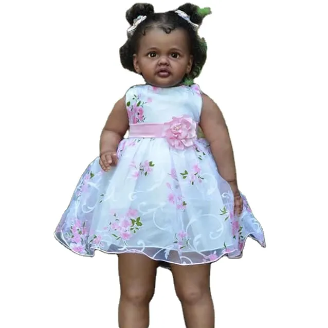 Großhandel Senior 3D zeichnen 70CM Baby wieder geboren Silikon wieder geboren Baby schwarz braun Puppe wieder geborene Kleinkind Puppen