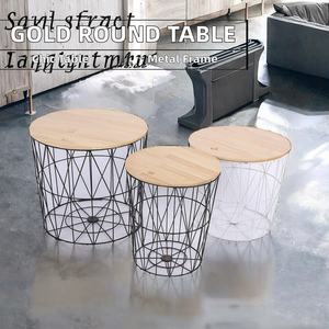 Moderner Nachttisch Beistelltisch mit Eisengestell und Holzplatte Große Aufbewahrungskapazität Langlebiger Couchtisch für Wohnzimmer und Schlafzimmer - Product Image 2