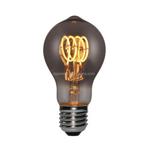 フィラメントA60 LED電球-2700ケルビンウォームホワイトグローブエジソンバルブスモークグラス付きE27ベース、2200-240V、調光可能 - Product Image 1