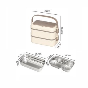 קופסת אוכל מנירוסטה עם תאים, עמידה בפני דליפות ומתאימה למיקרוגל, לעובדי משרד וסטודנטים - Product Image 1
