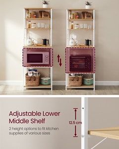 VASAGLE, venta al por mayor, panaderos de estilo moderno con 6 ganchos, estante de marco de acero, estante de 6 niveles para microondas, estante organizador de cocina - Product Image 4