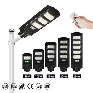 50W 100W 150W 200W 250W Đèn năng lượng mặt trời cho bên ngoài tất cả trong một đèn <span class=keywords><strong>LED</strong></span> năng lượng mặt trời cảm biến chuyển động ngoài trời với điều khiển từ xa - Product Image 1