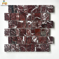 Mosaïque de marbre Rosso Levanto, tuiles rectangulaires en pierre rouge pourpre pour la décoration intérieure des murs, salles de bain et cuisines