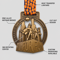 Médaille personnalisée gravée découpée en alliage de zinc bronze antique, récompense souvenir pour la course de 5K, la course virtuelle et les défis interactifs
