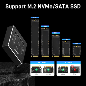 Fideco M.2แท่นวางแบบออฟไลน์ NVMe SATA SSD 3.2gen2 USB 20Gbps สอง M.2เครื่องทำสำเนาอลูมิเนียมรองรับ UASP - Product Image 3