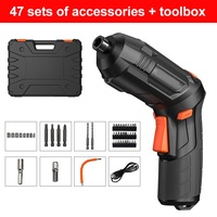 Noir bricolage USB charge pliable multifonctionnel électrique Mini perceuse sans fil jeu de tournevis