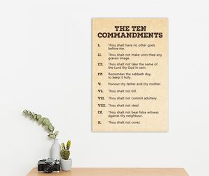 Stampa Artistica Decorativa da Parete con Versetti Biblici del Vecchio Testamento, <span class=keywords><strong>Decalogo</strong></span>, Senza Cornice - Product Image 1