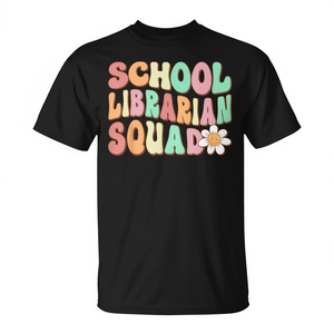 Camiseta del equipo de bibliotecarios escolares Retro Groovy Library Vibes - Product Image 2