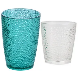 Taza de agua portátil de color con logotipo personalizado, taza de bebida de plástico transparente con diseño de puntos, Ideal para bares, restaurantes