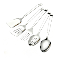 Ensemble d'ustensiles de cuisine de luxe en acier inoxydable avec spatule de service, fourchette et cuillère ajourée pour buffet et service alimentaire, couleur et logo personnalisables