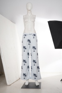 Women Coconut Tree stripes Print Wide Leg Pants Summer Beach Vacation High Waist Loose Fit Casual Resort Lounge <b>Trousers</b> - Product Image 6