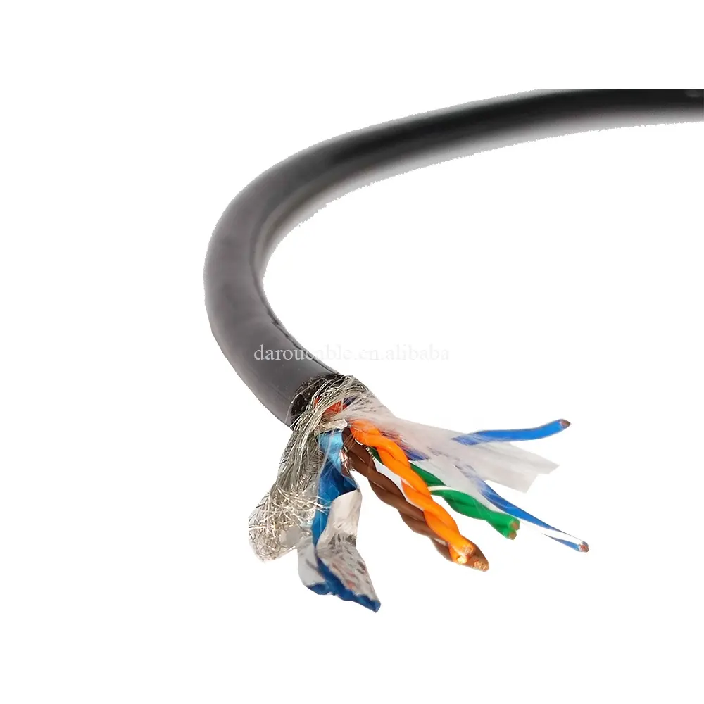 สายเคเบิลอีเทอร์เน็ตอุตสาหกรรม CAT5E 8แกนหุ้มฉนวน4คู่