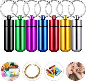 Petite boîte à pilules portable avec porte-clés, étanche, en aluminium, organiseur de pilules, mini boîte en métal, conteneur de rangement de médicaments de poche <span class=keywords><strong>pour</strong></span> pilules - Product Image 1
