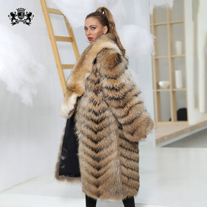 Janefur Nuovo Design Giacca in Vera Pelliccia <span class=keywords><strong>con</strong></span> Lungo Collo di Lupo, Cappotto in Pelliccia Naturale di Procione Taglie Forti per Donne - Product Image 6