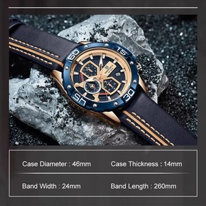 Montres pour hommes Drioshipping, marque de luxe haut de gamme, montre de sport en cuir, montre à quartz numérique pour homme, horloge LCD à double affichage, montre-bracelet - Product Image 4