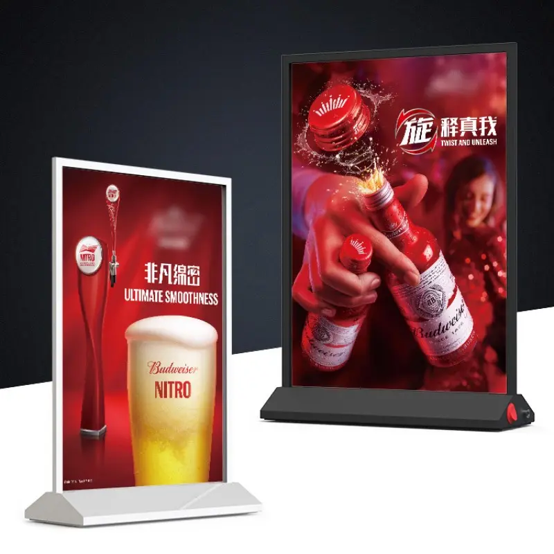 Rechargeable A4 Double-Sided Bar Slim Led Advertising Picture Stand Menu Board Frame Light Box Sign