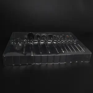 Black PS material clear tray cosmetics blister blister make up brush set packaging