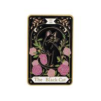 Broche en métal mignonne motif fleur de carte de tarot noire pour le Nouvel An chinois, accessoires de vêtements et sacs