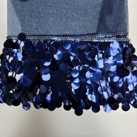 Bordure en sequins avec strass et bordure en perles, tissu en dentelle à mailles, largeur 17 cm, décoration brodée pour la couture
