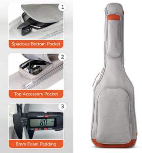 Étui pour guitare acoustique, instruments de musique, échantillon gratuit, double sangle réglable, sac de transport souple, sac de guitare noir - Product Image 5