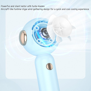 Ventilateur portable USB de bureau OEM personnalisé avec logo, mini, à double pales, batterie 1200 mAh, trois niveaux de refroidissement, en plastique - Product Image 3