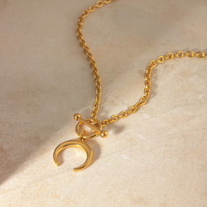 Mode femmes bijoux <span class=keywords><strong>collier</strong></span> en acier inoxydable 18K OT boucle géométrique <span class=keywords><strong>collier</strong></span> <span class=keywords><strong>à</strong></span> <span class=keywords><strong>l</strong></span>'<span class=keywords><strong>envers</strong></span> <span class=keywords><strong>lune</strong></span> pendentif Neckla - Product Image 6