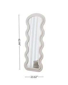 <span class=keywords><strong>Espejo</strong></span> de pie de cuerpo entero de franela ondulado blanco con soporte para dormitorio y sala de estar, para colgar - Product Image 6