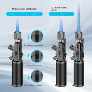 Hoge Kwaliteit Verstelbare Butaan Zaklamp Aansteker Winddicht Metaal <span class=keywords><strong>Mini</strong></span> Aansteker Voor Roken Bbq Kaarsen Keuken Gebruik-Logo Verpakking - Product Image 4