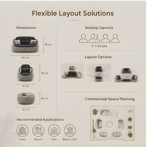 Canapé d'extérieur moderne <span class=keywords><strong>en</strong></span> corde, trois places, mobilier de <span class=keywords><strong>jardin</strong></span>, cadre <span class=keywords><strong>en</strong></span> aluminium, <span class=keywords><strong>rotin</strong></span> <span class=keywords><strong>tressé</strong></span>, <span class=keywords><strong>salon</strong></span> pour villa, hôtel - Product Image 5