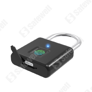 Safewell 2026 New Waterproof <strong>Fingerprint</strong> <strong>Padlock</strong> Smart Keyless <strong>Padlock</strong> with USB Charging for Outdoor Gate Travel &amp; Home Security - Product Image 2